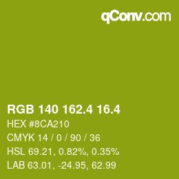 カラーコード: RGB 140 162.4 16.4 | qconv.com