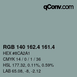 カラーコード: RGB 140 162.4 161.4 | qconv.com