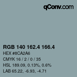 カラーコード: RGB 140 162.4 166.4 | qconv.com