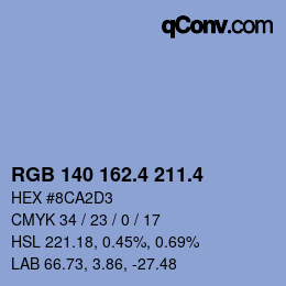 カラーコード: RGB 140 162.4 211.4 | qconv.com