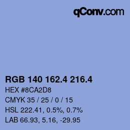 カラーコード: RGB 140 162.4 216.4 | qconv.com