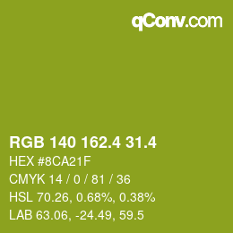 カラーコード: RGB 140 162.4 31.4 | qconv.com