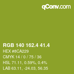 カラーコード: RGB 140 162.4 41.4 | qconv.com