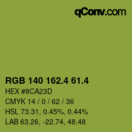 カラーコード: RGB 140 162.4 61.4 | qconv.com