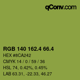 カラーコード: RGB 140 162.4 66.4 | qconv.com