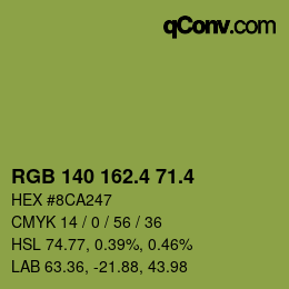 カラーコード: RGB 140 162.4 71.4 | qconv.com