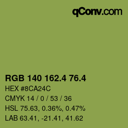 カラーコード: RGB 140 162.4 76.4 | qconv.com