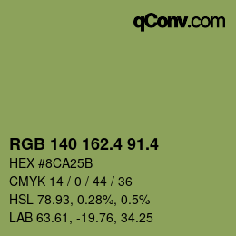 カラーコード: RGB 140 162.4 91.4 | qconv.com