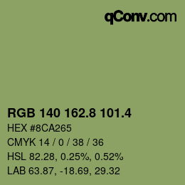 カラーコード: RGB 140 162.8 101.4 | qconv.com