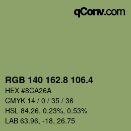 カラーコード: RGB 140 162.8 106.4 | qconv.com