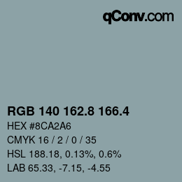 カラーコード: RGB 140 162.8 166.4 | qconv.com