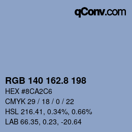 カラーコード: RGB 140 162.8 198 | qconv.com