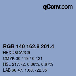 カラーコード: RGB 140 162.8 201.4 | qconv.com