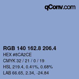 カラーコード: RGB 140 162.8 206.4 | qconv.com