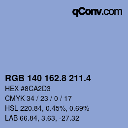 カラーコード: RGB 140 162.8 211.4 | qconv.com