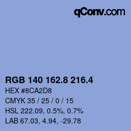 カラーコード: RGB 140 162.8 216.4 | qconv.com