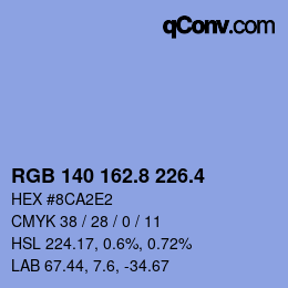 カラーコード: RGB 140 162.8 226.4 | qconv.com