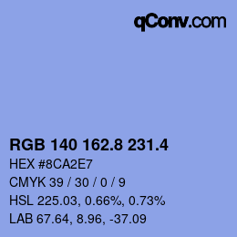 カラーコード: RGB 140 162.8 231.4 | qconv.com