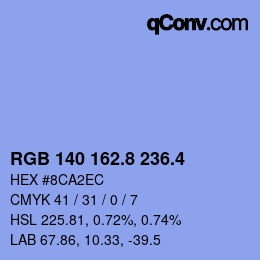 カラーコード: RGB 140 162.8 236.4 | qconv.com