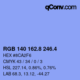 カラーコード: RGB 140 162.8 246.4 | qconv.com