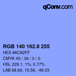 カラーコード: RGB 140 162.8 255 | qconv.com