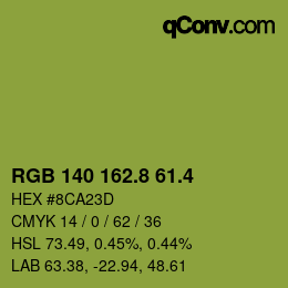 カラーコード: RGB 140 162.8 61.4 | qconv.com
