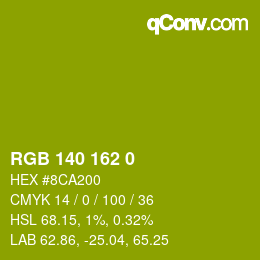 Color code: RGB 140 162 0 | qconv.com