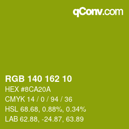 Color code: RGB 140 162 10 | qconv.com