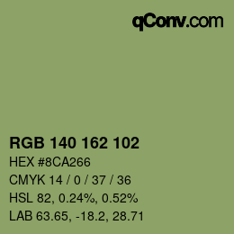 Color code: RGB 140 162 102 | qconv.com