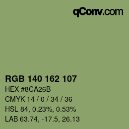 Color code: RGB 140 162 107 | qconv.com