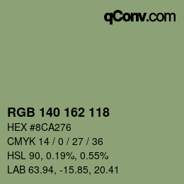 Color code: RGB 140 162 118 | qconv.com