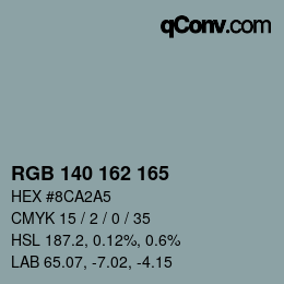 颜色代码: RGB 140 162 165 | qconv.com
