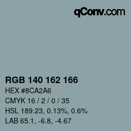 颜色代码: RGB 140 162 166 | qconv.com