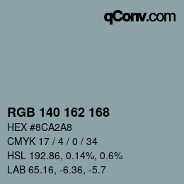 颜色代码: RGB 140 162 168 | qconv.com