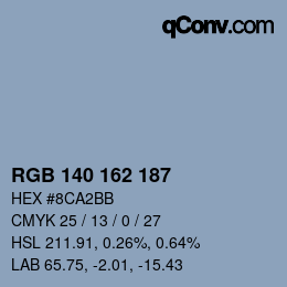 颜色代码: RGB 140 162 187 | qconv.com