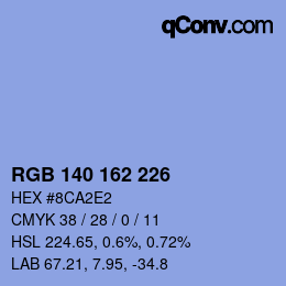 Color code: RGB 140 162 226 | qconv.com