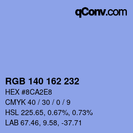 Color code: RGB 140 162 232 | qconv.com