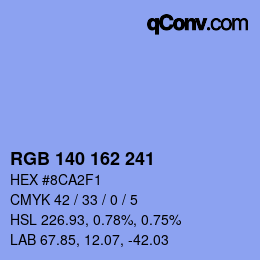 Color code: RGB 140 162 241 | qconv.com
