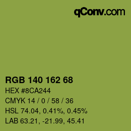 Color code: RGB 140 162 68 | qconv.com