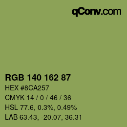 Color code: RGB 140 162 87 | qconv.com