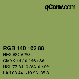 颜色代码: RGB 140 162 88 | qconv.com