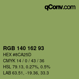 Color code: RGB 140 162 93 | qconv.com