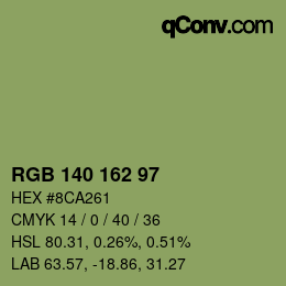 Color code: RGB 140 162 97 | qconv.com