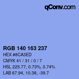 Color code: RGB 140 163 237 | qconv.com