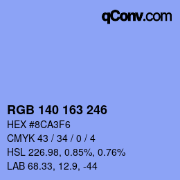 Color code: RGB 140 163 246 | qconv.com