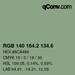 カラーコード: RGB 140 164.2 134.6 | qconv.com
