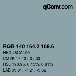 カラーコード: RGB 140 164.2 169.6 | qconv.com