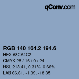 カラーコード: RGB 140 164.2 194.6 | qconv.com