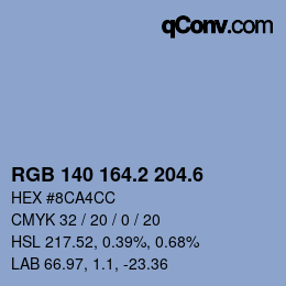 カラーコード: RGB 140 164.2 204.6 | qconv.com
