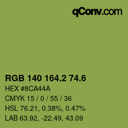 カラーコード: RGB 140 164.2 74.6 | qconv.com
